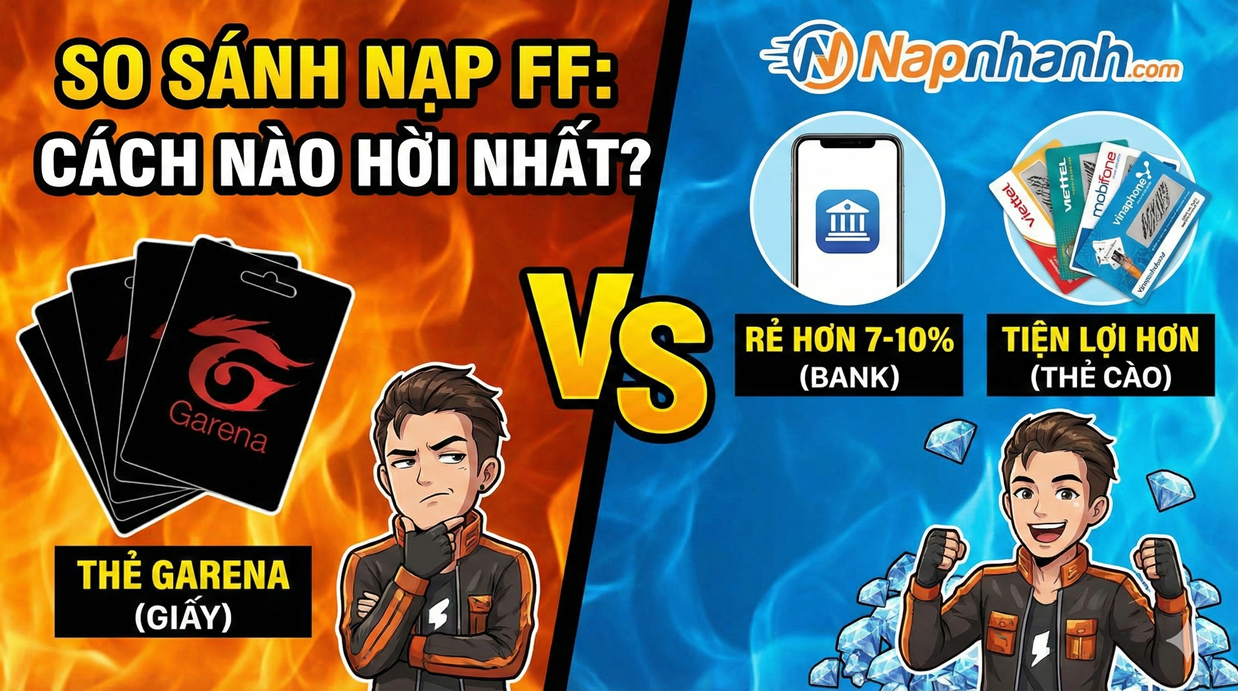 ⚖️ So Sánh Nạp Kim Cương Free Fire: Thẻ Garena vs Napnhanh.com - Cách Nào Hời Nhất?